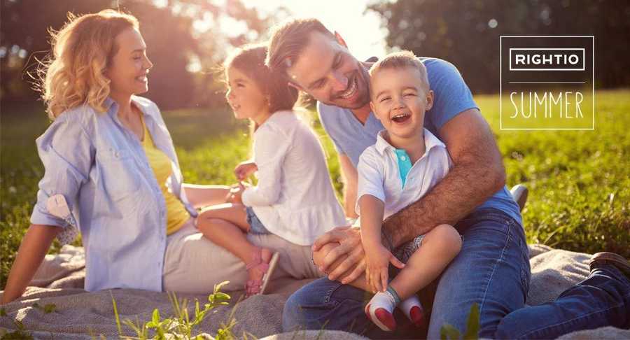 Family in Park Laughing on A Sunny Day