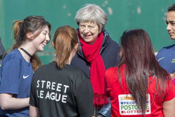 Theresa May Talking to People from Street League