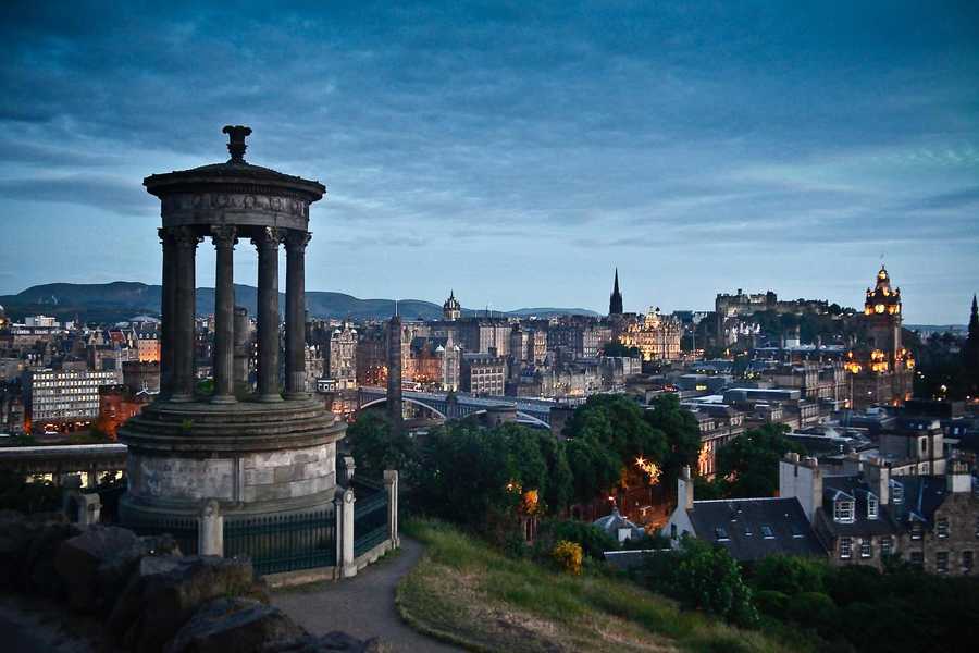 Establishing Shot of Edinburgh City From the Top of a Hill