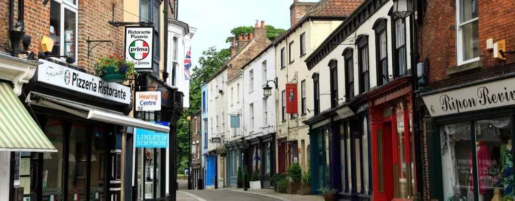 a road with shops