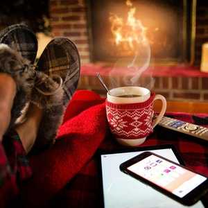 Slippers and Hot Chocolate in Front of Fire